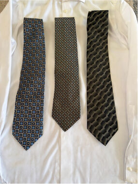 Lot of 3 Distinction Men’s Neck Ties Geometric Patterns Business Dress Ties